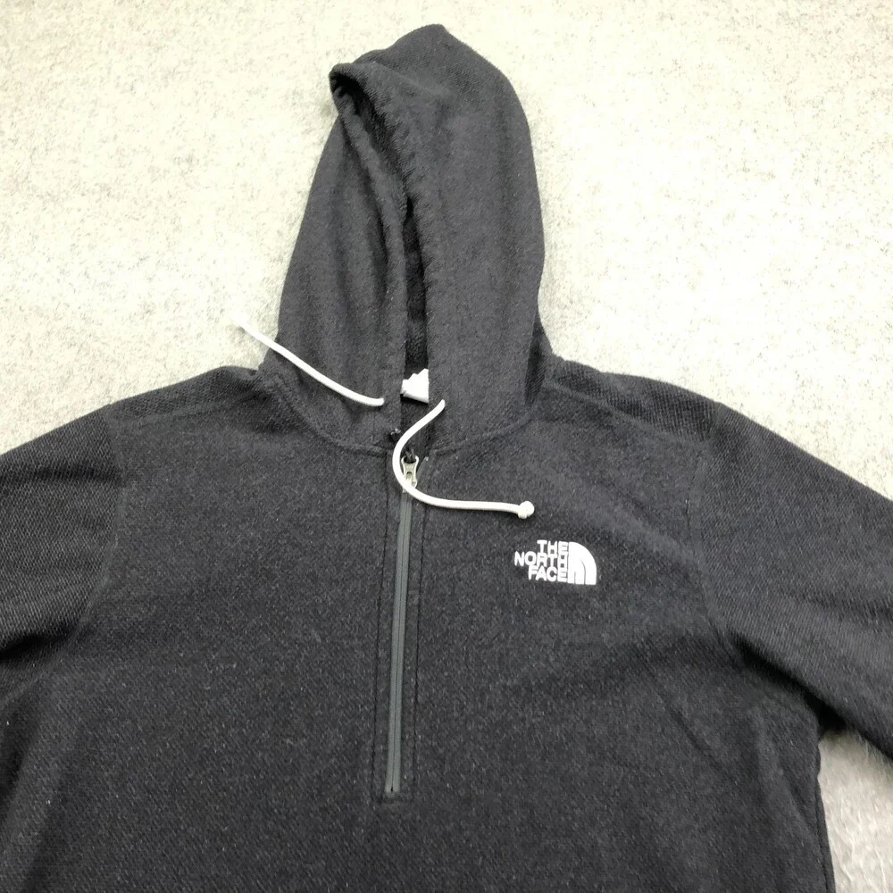 The North Face Hoodie Mens Medium Gray 1/4 Zip Fleece Sweatshirt Logo Graphic